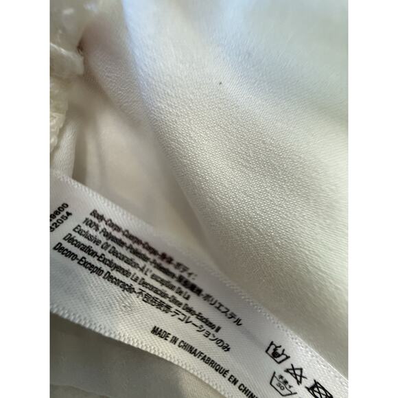 Flora Nikrooz Chemise White Slip Lace Racerback Adjustable Satin V Neck XL X1296 - Picture 8 of 8